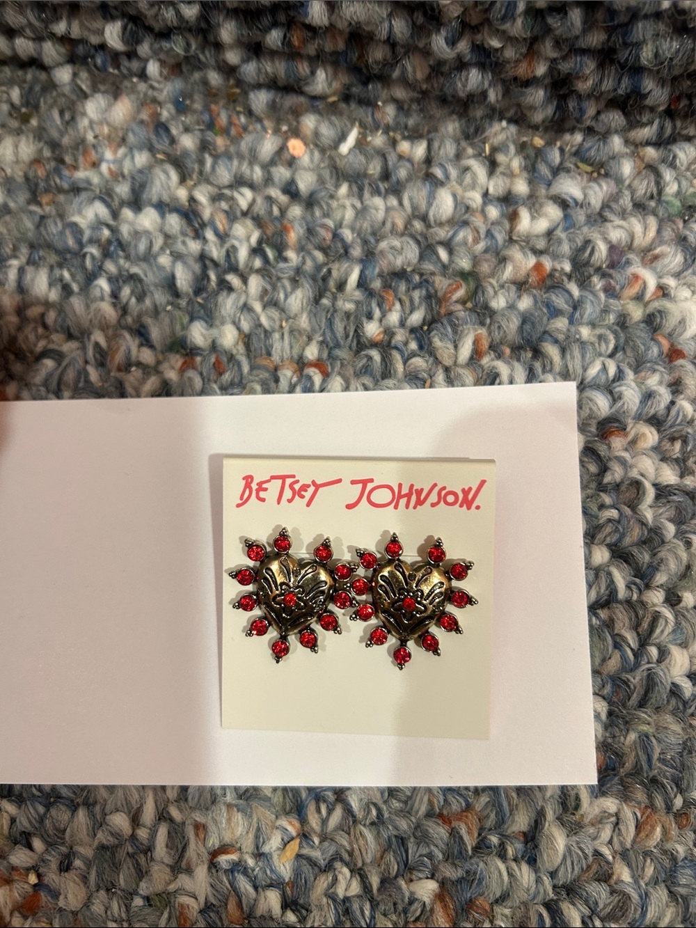 Betsey Johnson Red Heartburst Stud Earrings